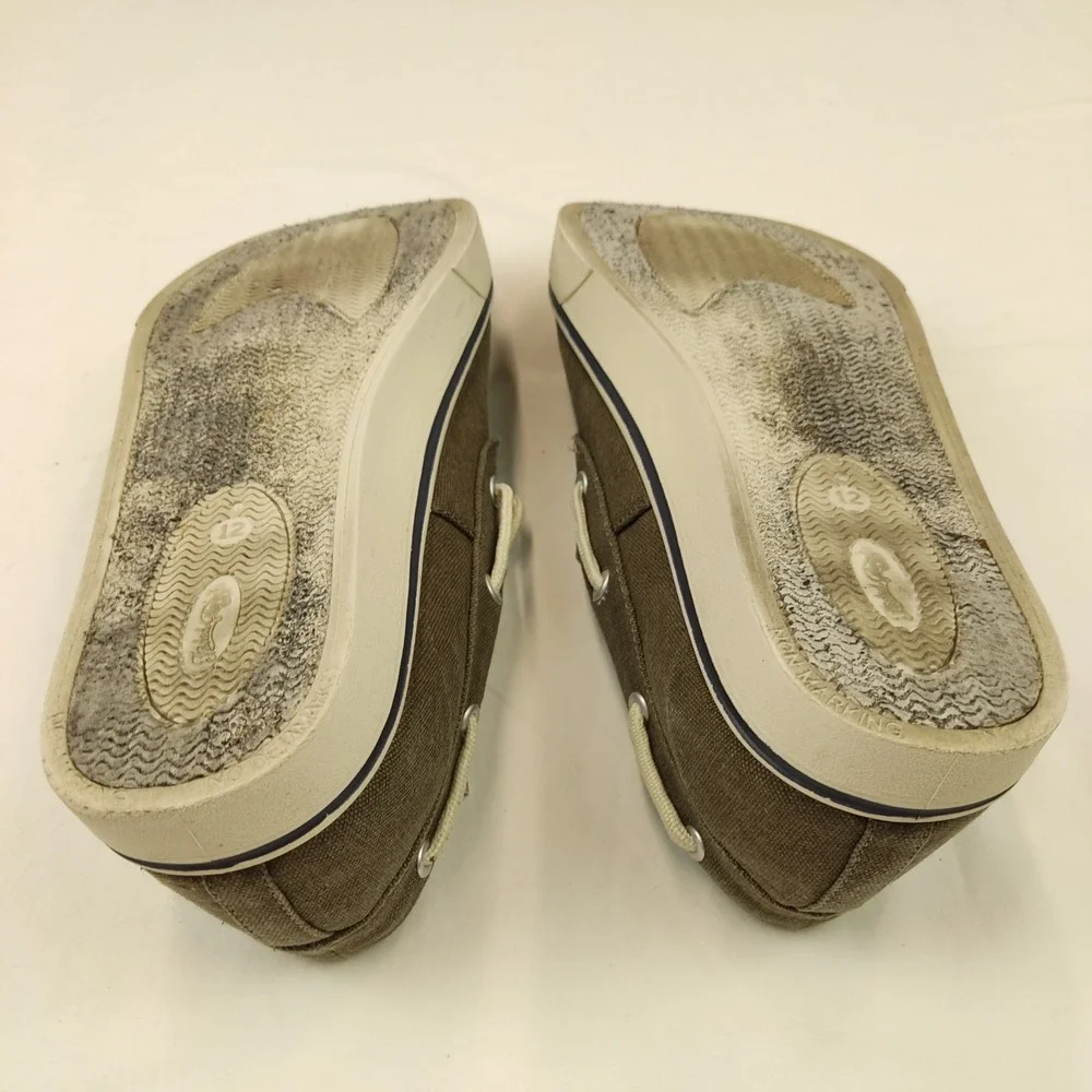 FADED GLORY Men's‎ CANVAS Khaki boat shoes size 12